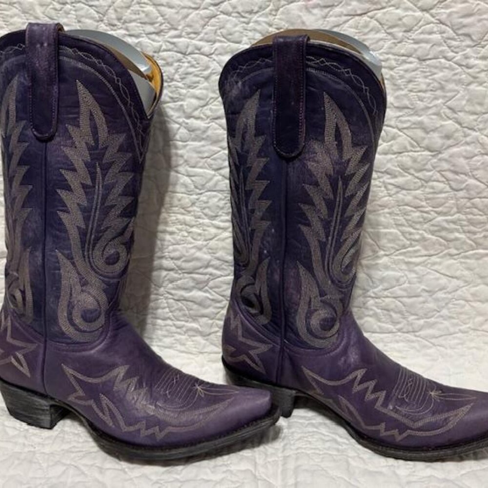 Old Gringo Nevada distressed finished purple leather cowboy western boot 8.5B